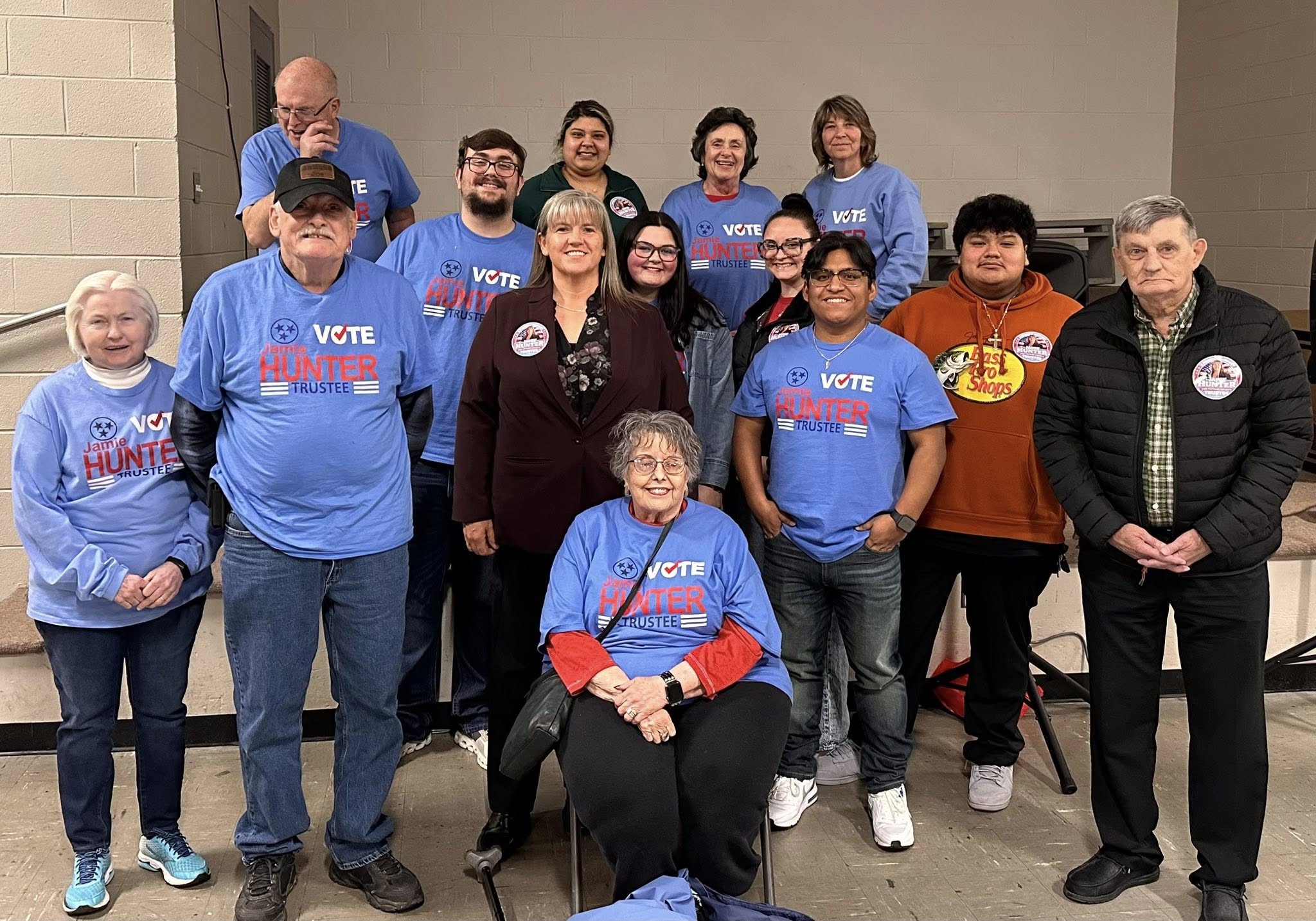 Campaign supporters in Vote Hunter t-shirts